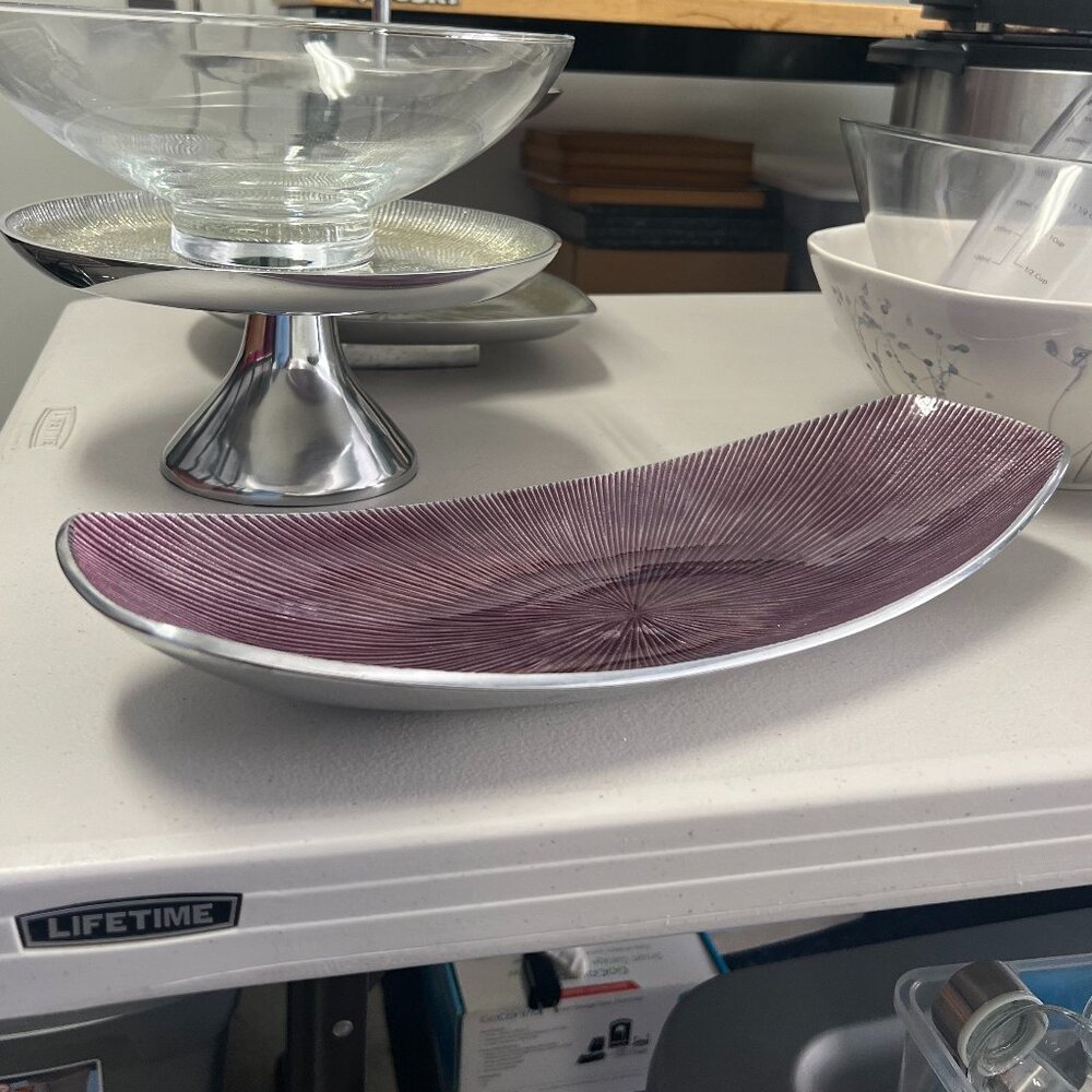 Simply Designz Organic Serving Tray Burgundy Glossy Oval Shape Handcrafted